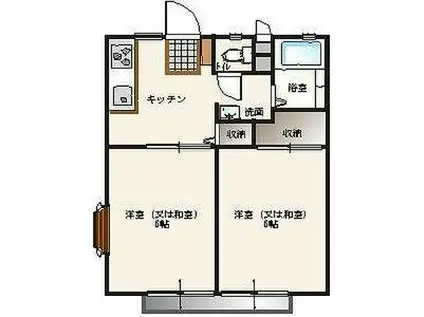 サンクレスト(2DK/2階)の間取り写真