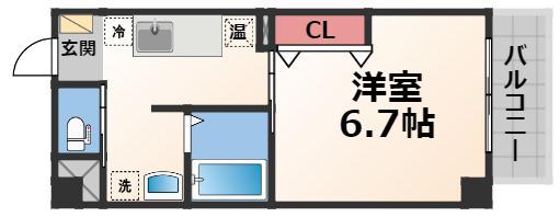 みおつくし布施(1K/3階)の間取り写真