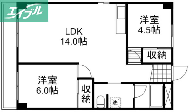 ニコニコビル(2LDK/6階)の間取り写真