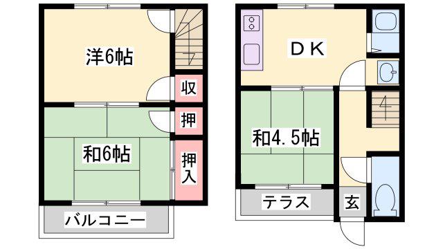 辻井テラスハウス(3DK/1階)の間取り写真