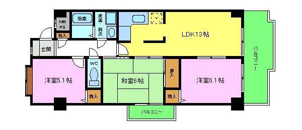 アルシモンテ滝谷(3LDK/6階)の間取り写真