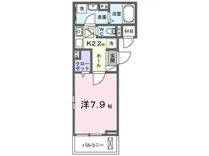 照ケ丘矢田3丁目アパート(1K/1階)の間取り写真