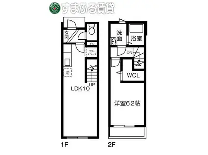 名鉄三河線 北新川駅 徒歩34分 2階建 築1年(1LDK/1階)の間取り写真