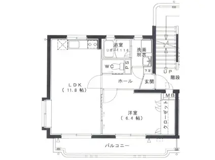 日高ハイツII(1LDK/2階)の間取り写真