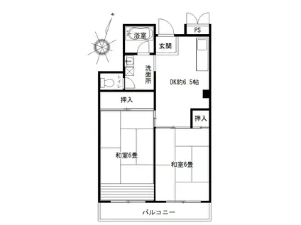 サングリーンオオシマ(2DK/2階)の間取り写真