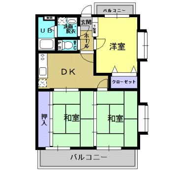 エスポワールB(3DK/3階)の間取り写真