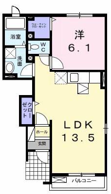 メゾン・ド・フーラ(1LDK/1階)の間取り写真
