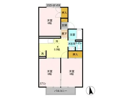 コーポなみまつII(3K/1階)の間取り写真