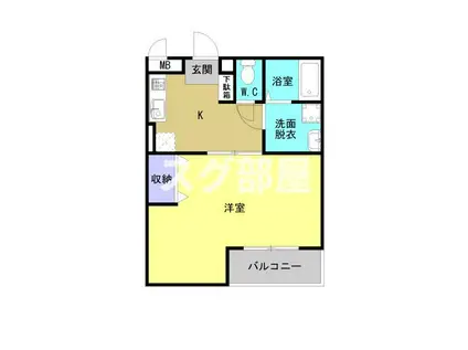 カサクワト(1K/1階)の間取り写真