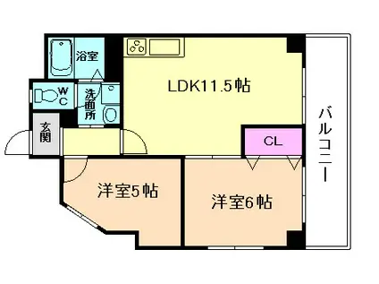 ヴィラ ヌーヴォラ アルバ(2LDK/3階)の間取り写真