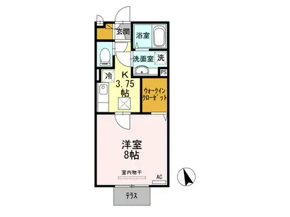 クイントパラッツオ(1K/1階)の間取り写真