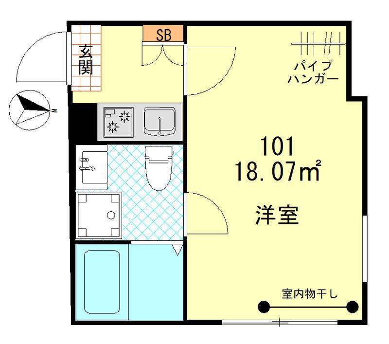 パーチェ堀切(1K/1階)の間取り写真