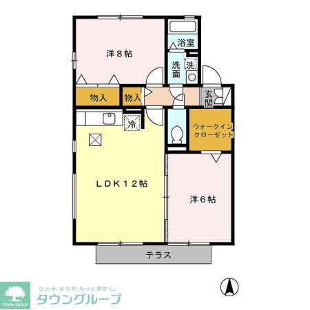 プレミール(2LDK/1階)の間取り写真