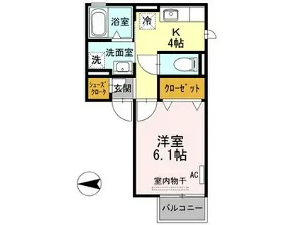 ヴィレッタあいみ(1K/2階)の間取り写真