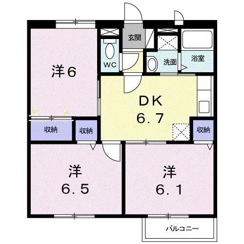グランメール C(3DK/2階)の間取り写真