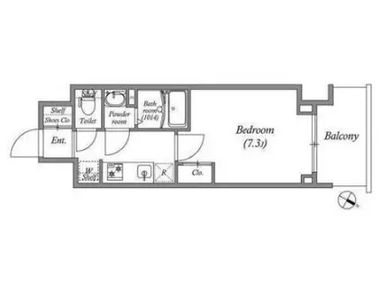GENOVIA神戸湊川公園(1K/3階)の間取り写真