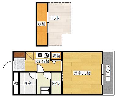 第7みぞたコーポ(1K/3階)の間取り写真