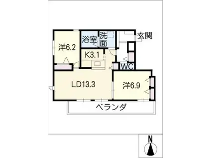 スプリングヒル(2LDK/4階)の間取り写真