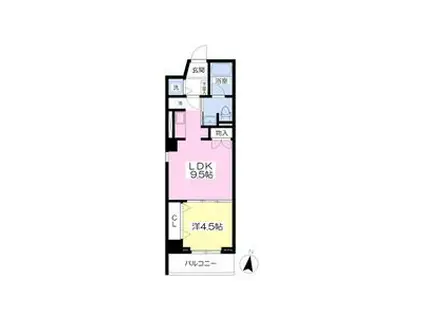 ロワジール愛谷(1LDK/2階)の間取り写真