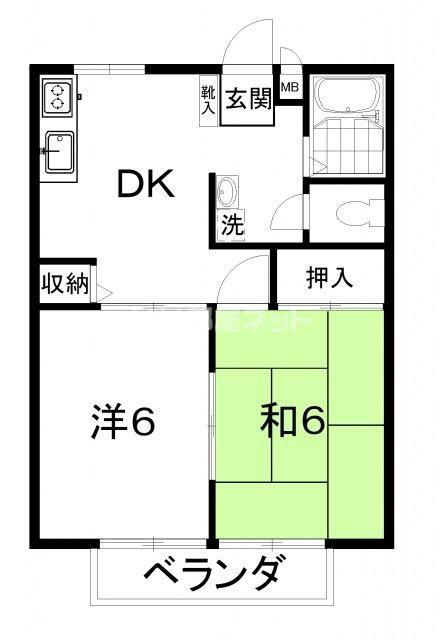 クレールハイム(2DK/2階)の間取り写真