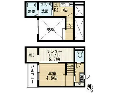 I・スペース小本(ワンルーム/2階)の間取り写真