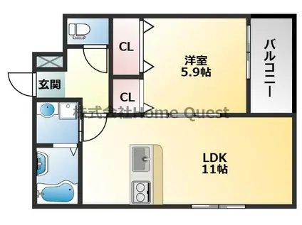フジパレス教興寺三丁目II(1LDK/2階)の間取り写真