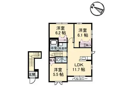 シャーメゾン平和台C棟(3LDK/2階)の間取り写真