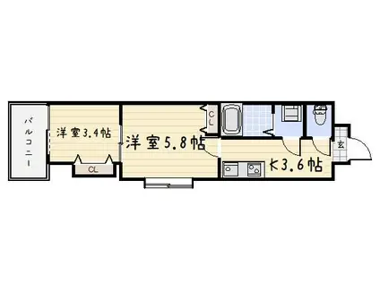 デザイナープリンセス77(2K/3階)の間取り写真