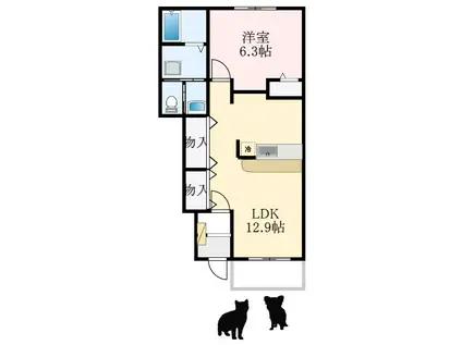 サニーヒル青南台(1LDK/1階)の間取り写真