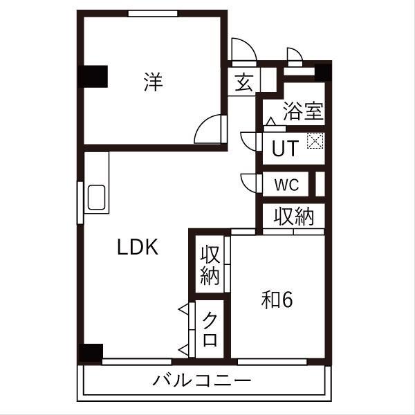 ハッピーコート駅南大路(2LDK/5階)の間取り写真