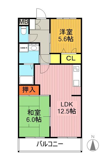 アピテ池場(2LDK/3階)の間取り写真