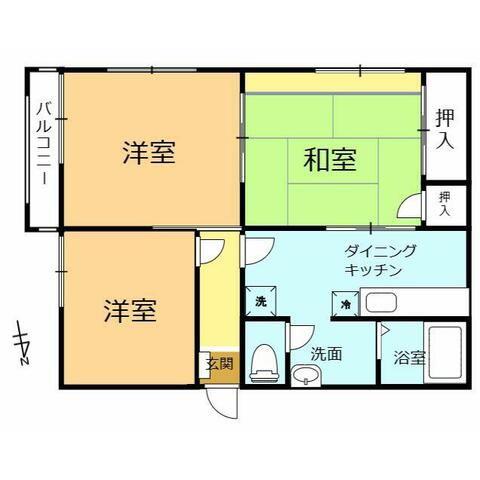 ハイツ今泉(3DK/2階)の間取り写真
