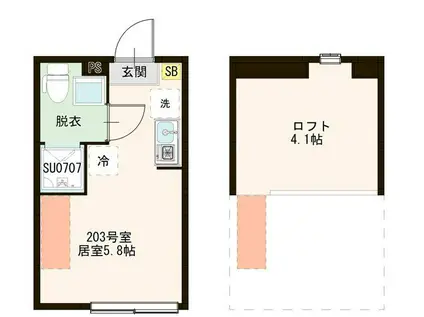 ハーモニーテラス田園調布南(ワンルーム/2階)の間取り写真