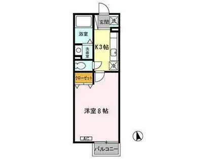 メゾンモナリエ(1K/2階)の間取り写真