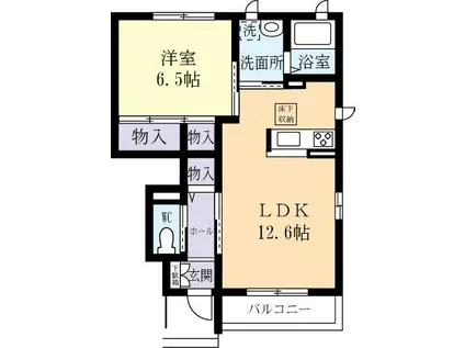 ブラッサムガーデンC(1LDK/1階)の間取り写真