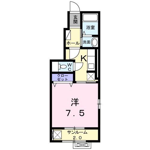 ウェルハイム・千石町A(1K/1階)の間取り写真