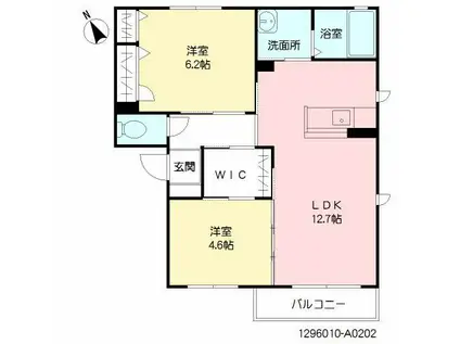 コルザ若草A棟(2LDK/2階)の間取り写真