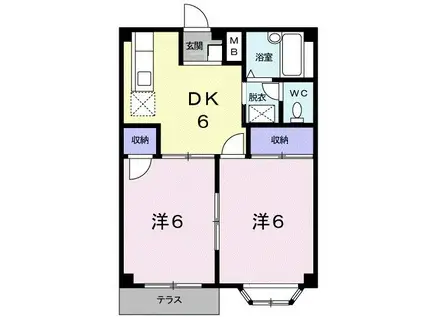 ユリカハイツII(2DK/1階)の間取り写真
