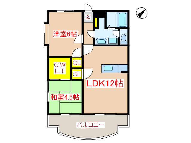 パストラールII(2LDK/4階)の間取り写真