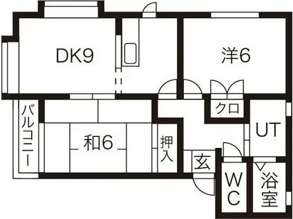 クローロンオクトス VI棟(2DK/2階)の間取り写真