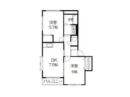 フィオーレ岩切(2DK/1階)の間取り写真