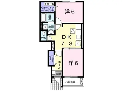 エアリー ローズ(2DK/1階)の間取り写真