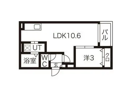 WARREN KANSEII(1LDK/3階)の間取り写真