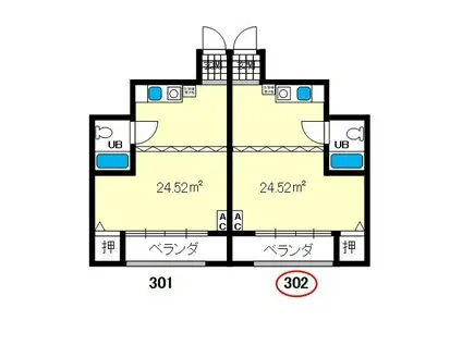 アクアマリン(ワンルーム/3階)の間取り写真