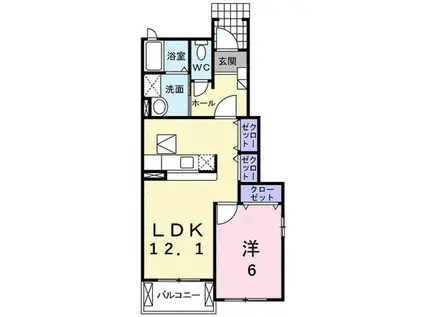 グランドキャッスルI(1LDK/1階)の間取り写真