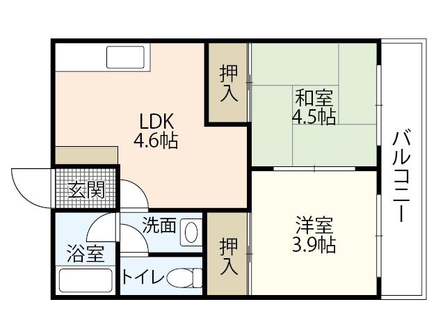 今田ビル白島(2DK/4階)の間取り写真