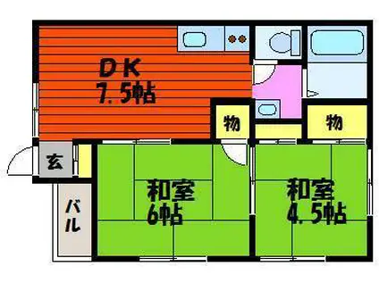コーポOAK(2DK/1階)の間取り写真