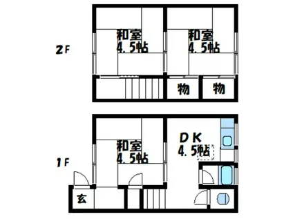 木之庄町6丁目(3DK/1階)の間取り写真