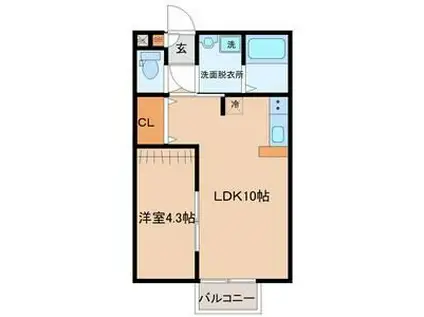 アスコット八木山弥生町(1LDK/1階)の間取り写真