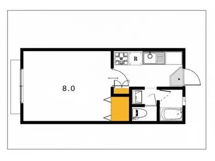 ラックハイツ国富B(1K/2階)の間取り写真